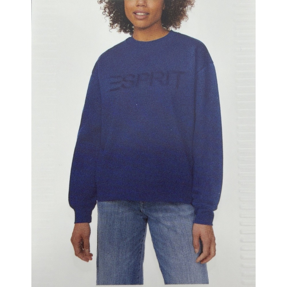 NEW Esprit Tonal Embroidered Logo Sweatshirt medium Blue Costco Viral NWT